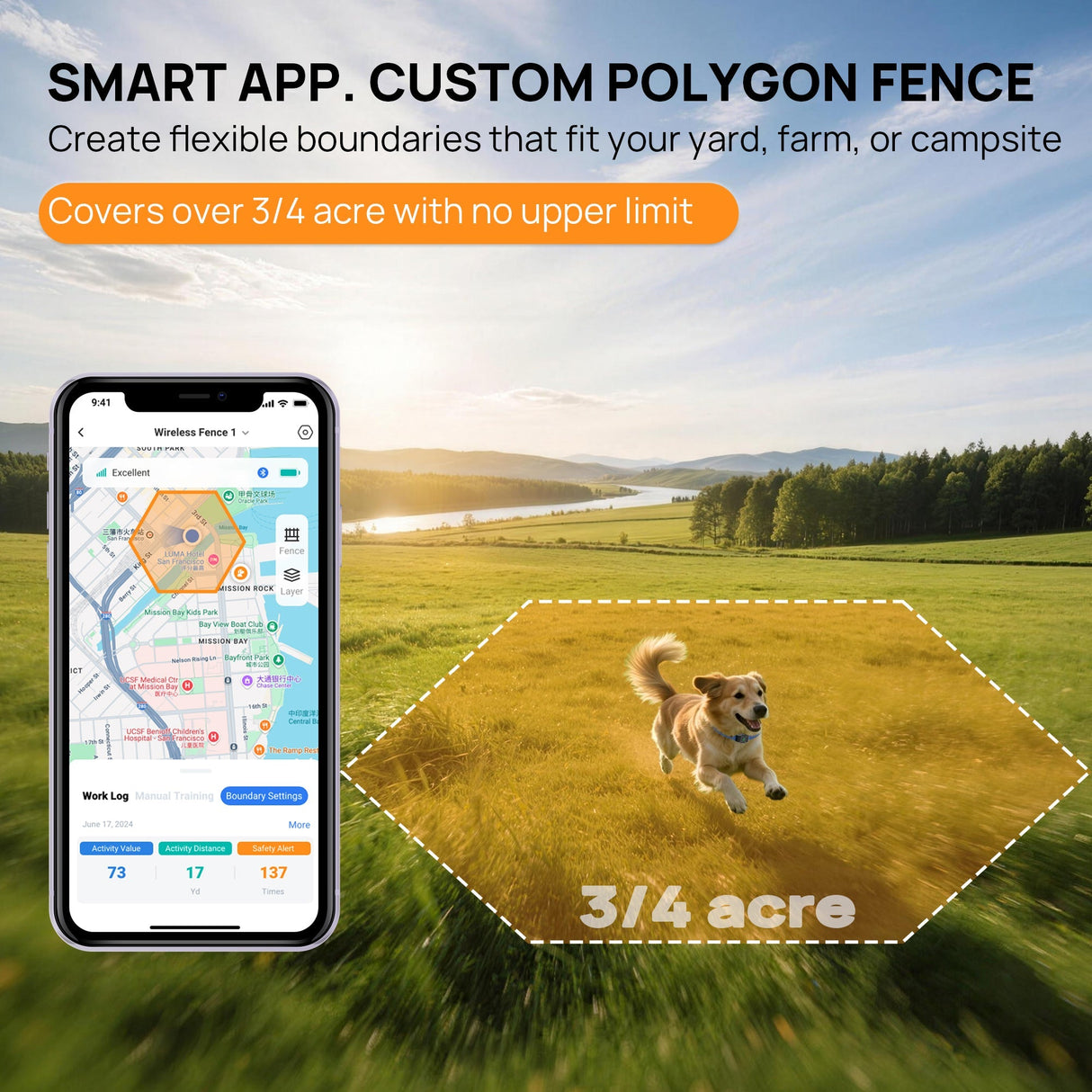 Customizable boundary GPS F860 with App | For Medium and Large dogs